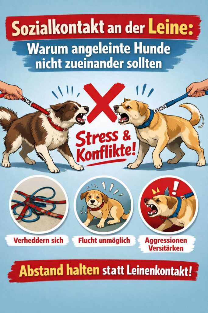 Sozialkontakt an der Leine – warum angeleinte Hunde nicht zueinander sollten Sozialkontakt an der Leine – warum angeleinte Hunde nicht zueinander sollten