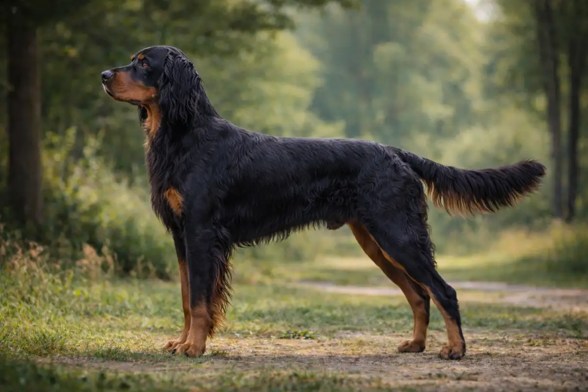 Gordon Setter stehend schwarz-rot