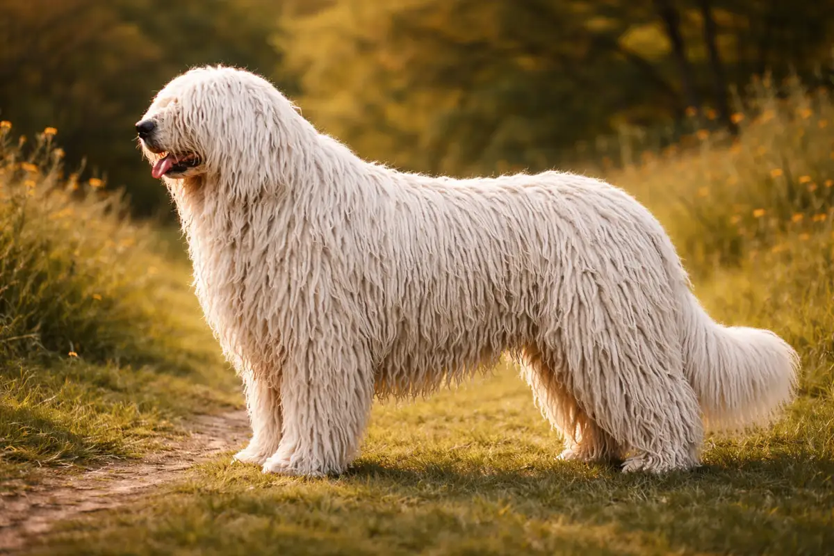 Komondor mit weißem Schnürenfell